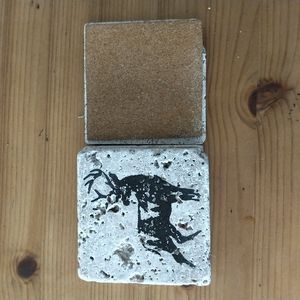 Set of 4 stone coasters deer